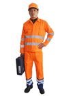 Alte uniformi arancio del lavoro di visibilità con lo zip bidirezionale resistente ed i polsini con elastico 